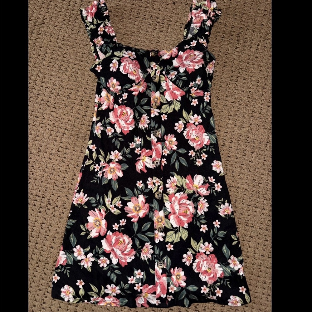 No Boundaries Black Floral Midi Dress